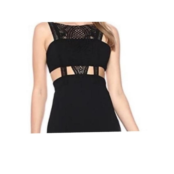 Aidan Mattox Cut Out Top Black Lace High Waist Jumpsuit - Picture 1 of 14